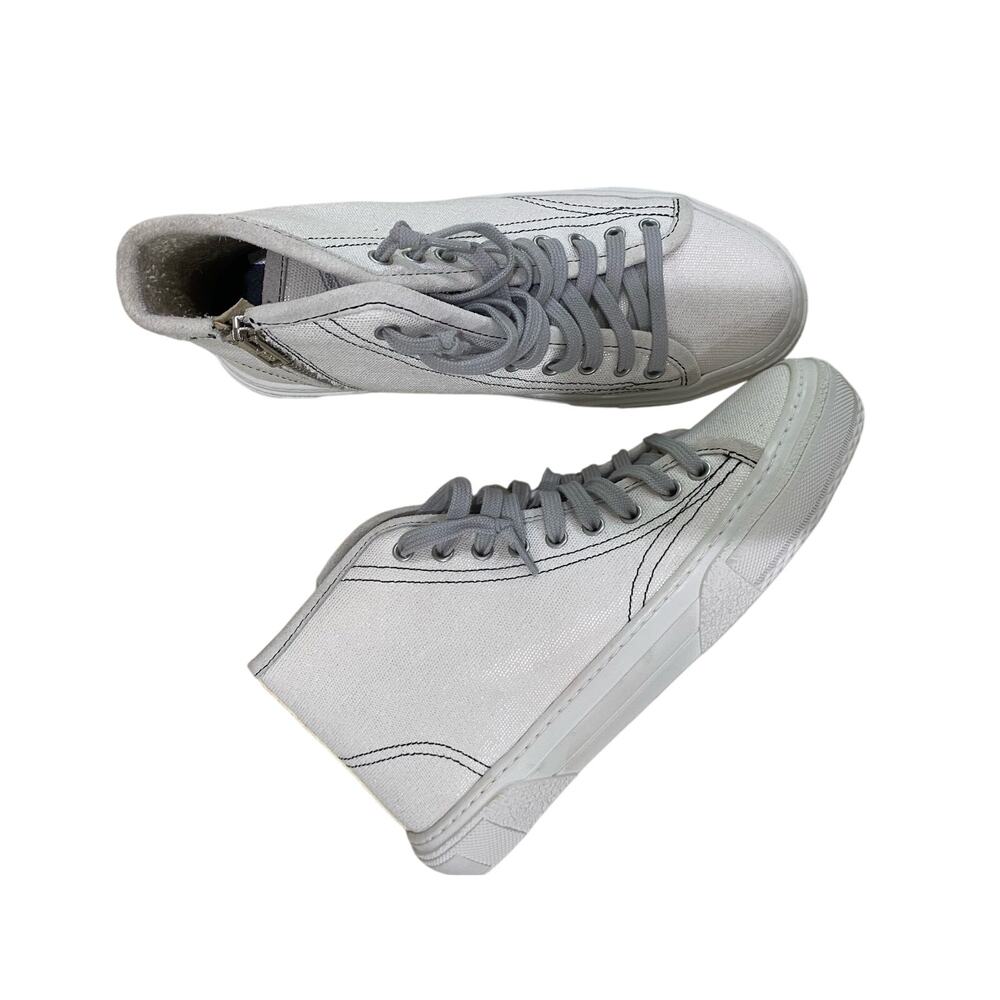 P448 Sally High Top Sneakers Cream Snake Print Leather EU 38‎
